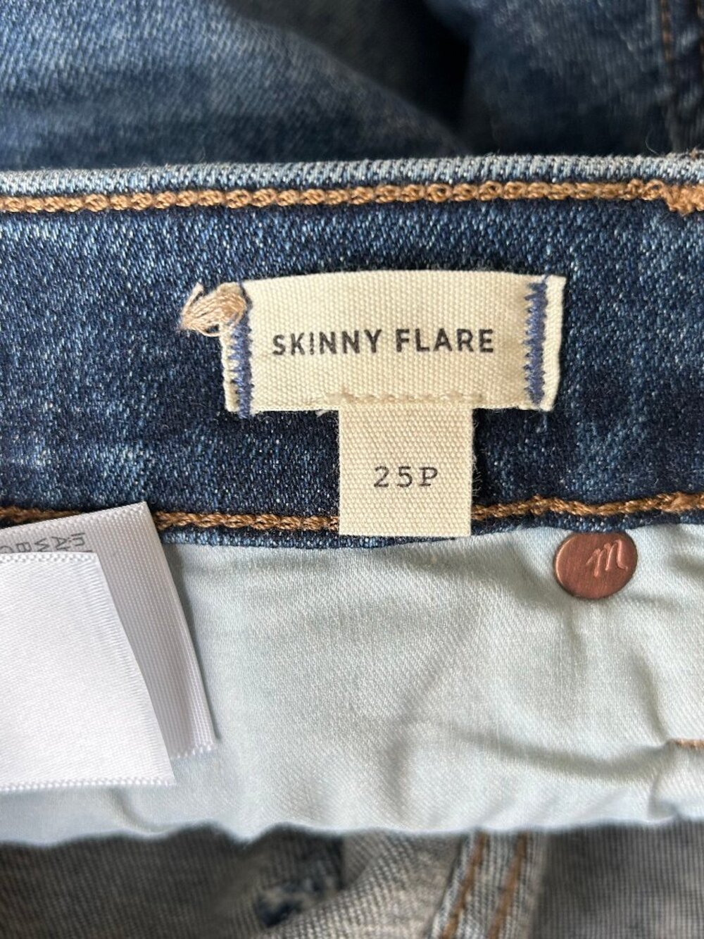Madewell Skinny Flare Jeans Women 25P Petite High Rise Medium Wash - Picture 6 of 10